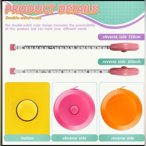 BUNDLE OF 2 TAPE MEASURE SET OF 2 RANDOM COLOR NEW - Picture 3 of 4